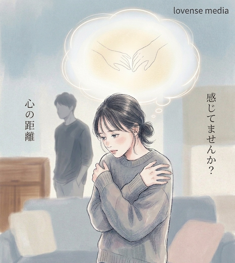心の距離を感じているカップルのイラスト